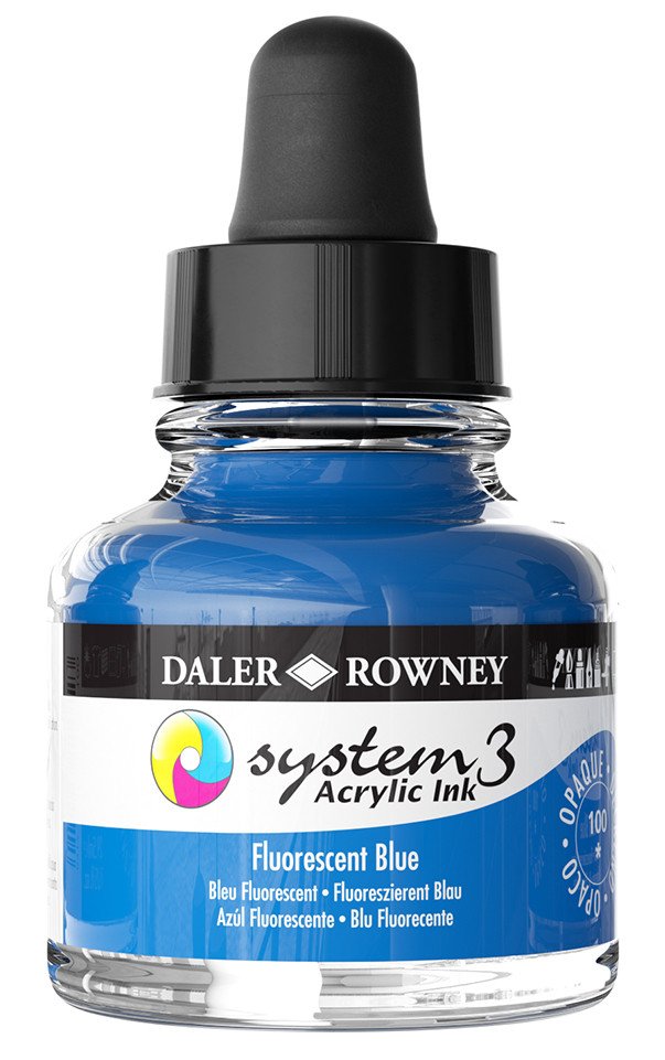 Daler Rowney System 3 Sıvı Akrilik Mürekkep Boya 29.5ml 100 Flourecent Blue