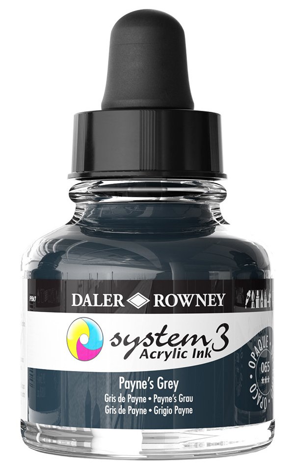 Daler Rowney System 3 Sıvı Akrilik Mürekkep Boya 29.5ml 065 Paynes Grey