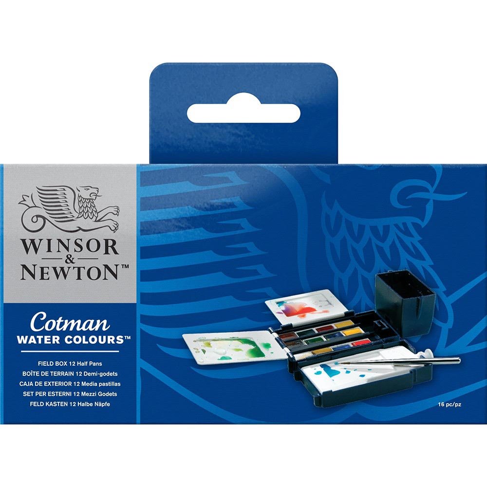 Winsor & Newton Cotman Field Box - Kır Tipi (12 x Yarım Tablet Sulu Boya Seti)