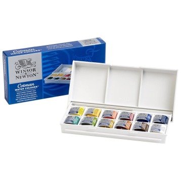 Winsor & Newton Cotman Sketchers Pocket Box (12 x Yarım Tablet Sulu Boya)