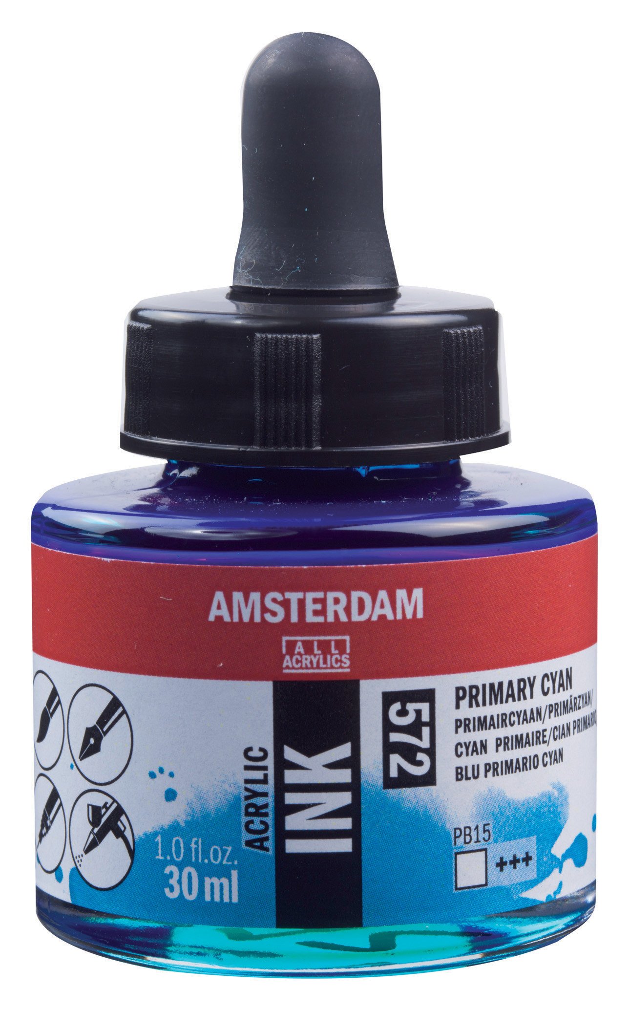 Amsterdam Sıvı Akrilik Mürekkep Boya 30ml 572 Primary Cyan