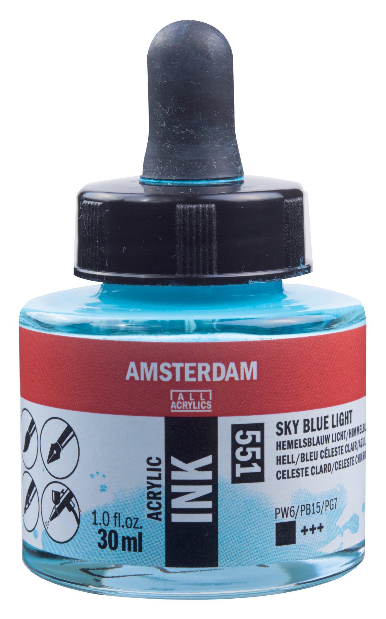 Amsterdam Sıvı Akrilik Mürekkep Boya 30ml 551 Sky Blue