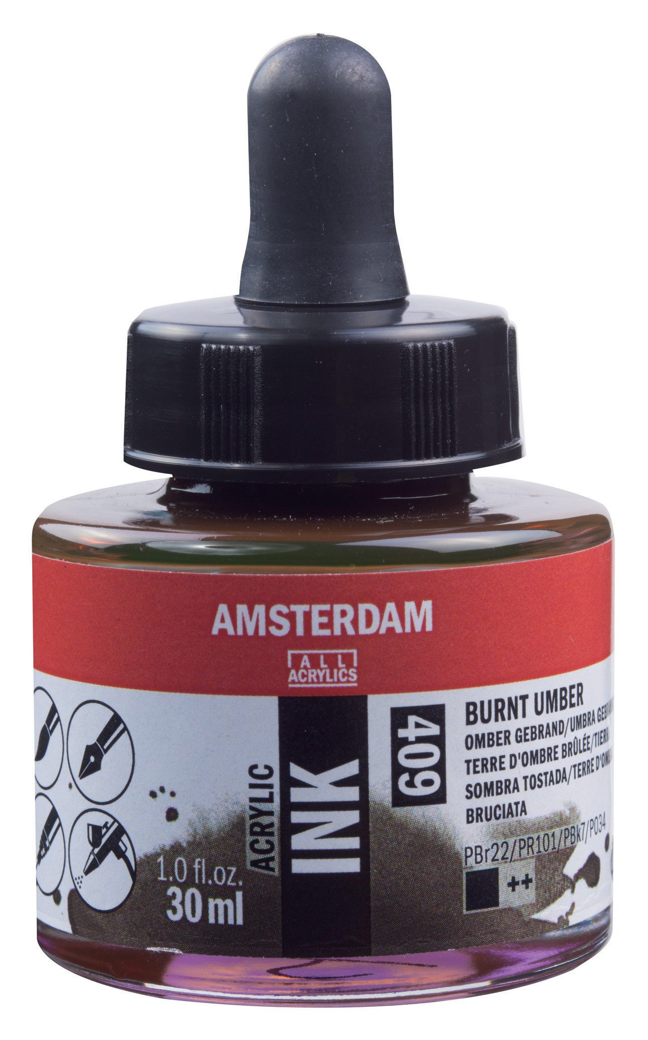 Amsterdam Sıvı Akrilik Mürekkep Boya 30ml 409 Burnt Umber