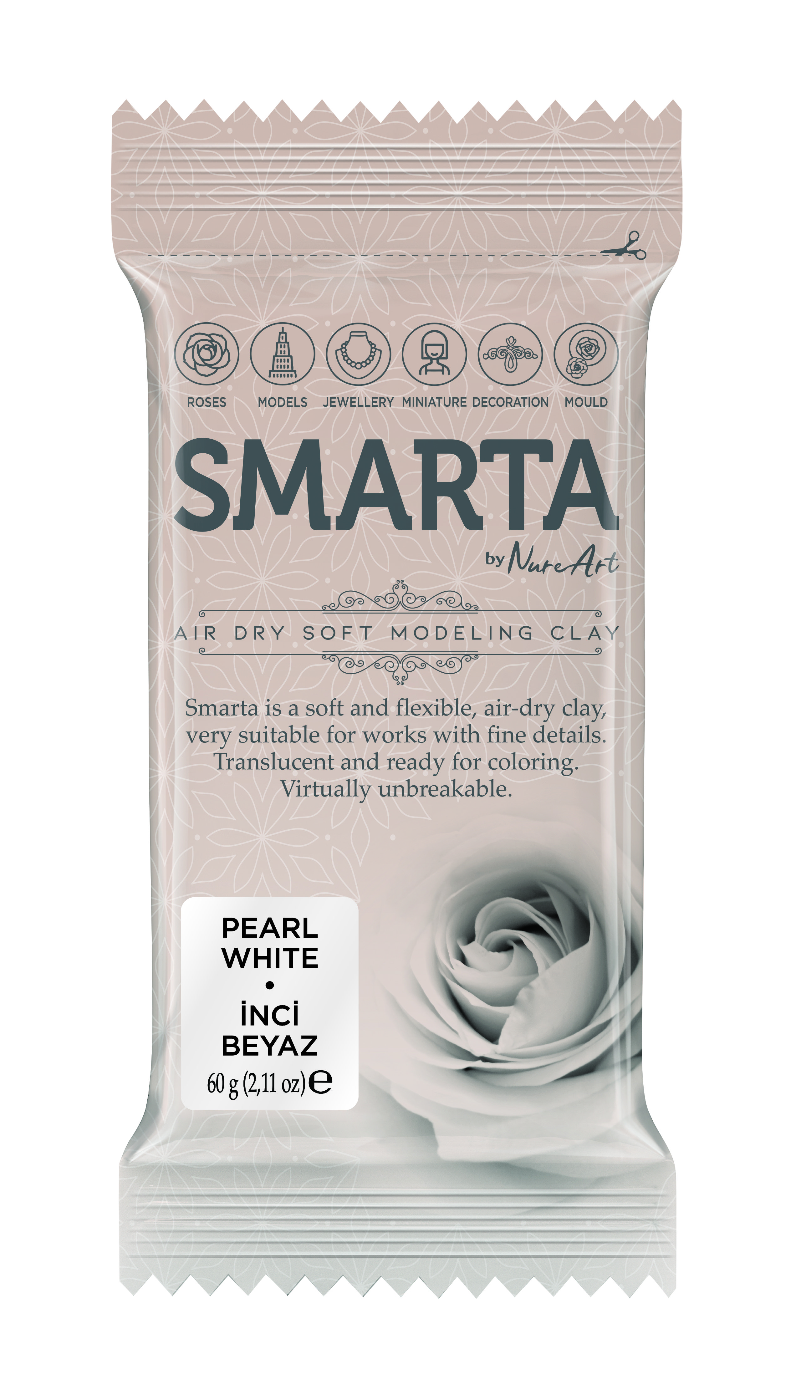 Smarta Kil Hamur Modelleme 60 gr Metalik İnci Beyaz