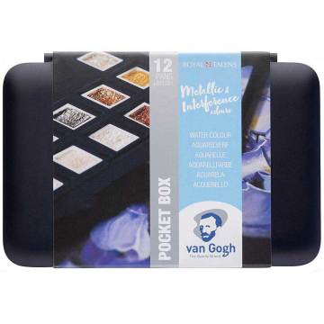 Van Gogh Metalik Tablet Sulu Boya 12 Renk Fırça+Defter Hediyeli