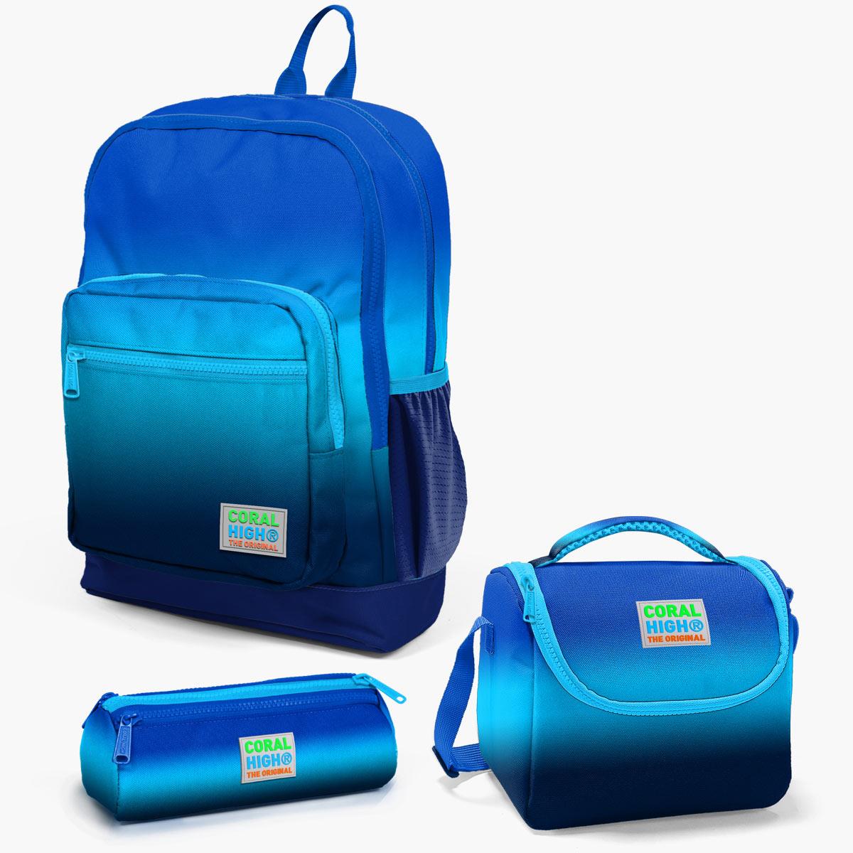 Coral High Kids Lacivert Mavi Renk Geçişli 3’lü Okul Çanta Seti SET0123745