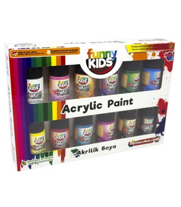 Funny Kids Akrilik Boya 12 Renk 20 ml