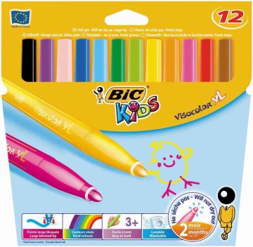 Bic Kids Visacolor XL Yıkanabilir Jumbo Keçeli Boya Kalemi 12 Renk