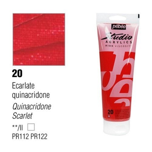 Pebeo Studio Akrilik Boya 100ml - 20 Quinacridone Scarlet