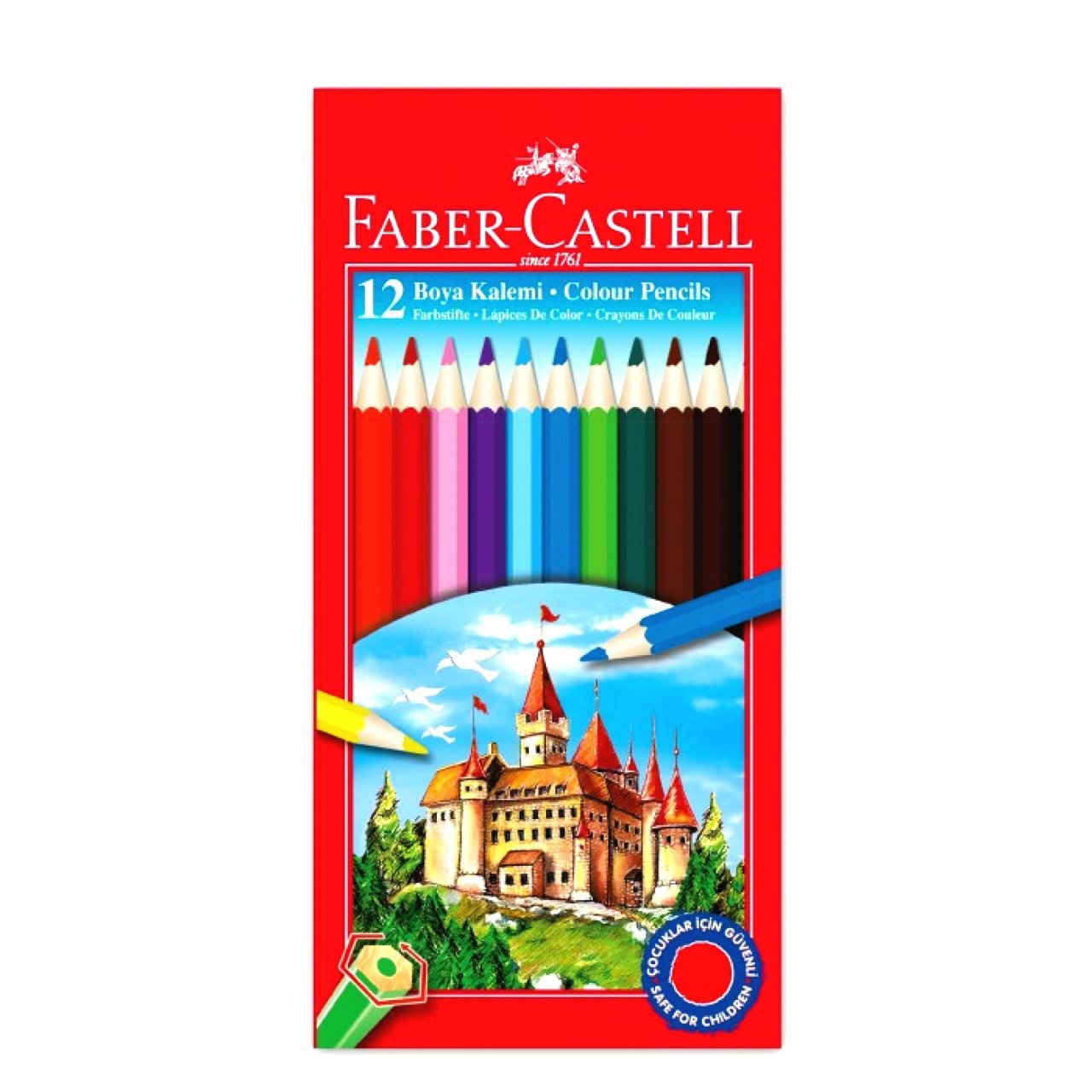 Faber Castell Karton Kutu Kuru Boya Kalemi 12 Renk Tam Boy