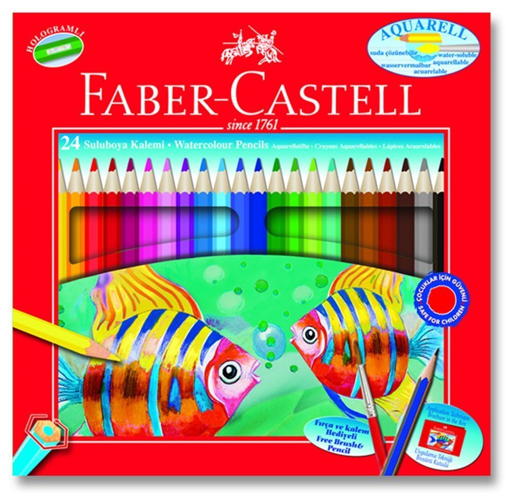 Faber Castell Aquarel Kuru-Sulu Boya Kalemi 24 Renk Karton Kutu