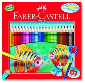 Faber Castell Aquarel Kuru-Sulu Boya Kalemi 24 Renk Karton Kutu