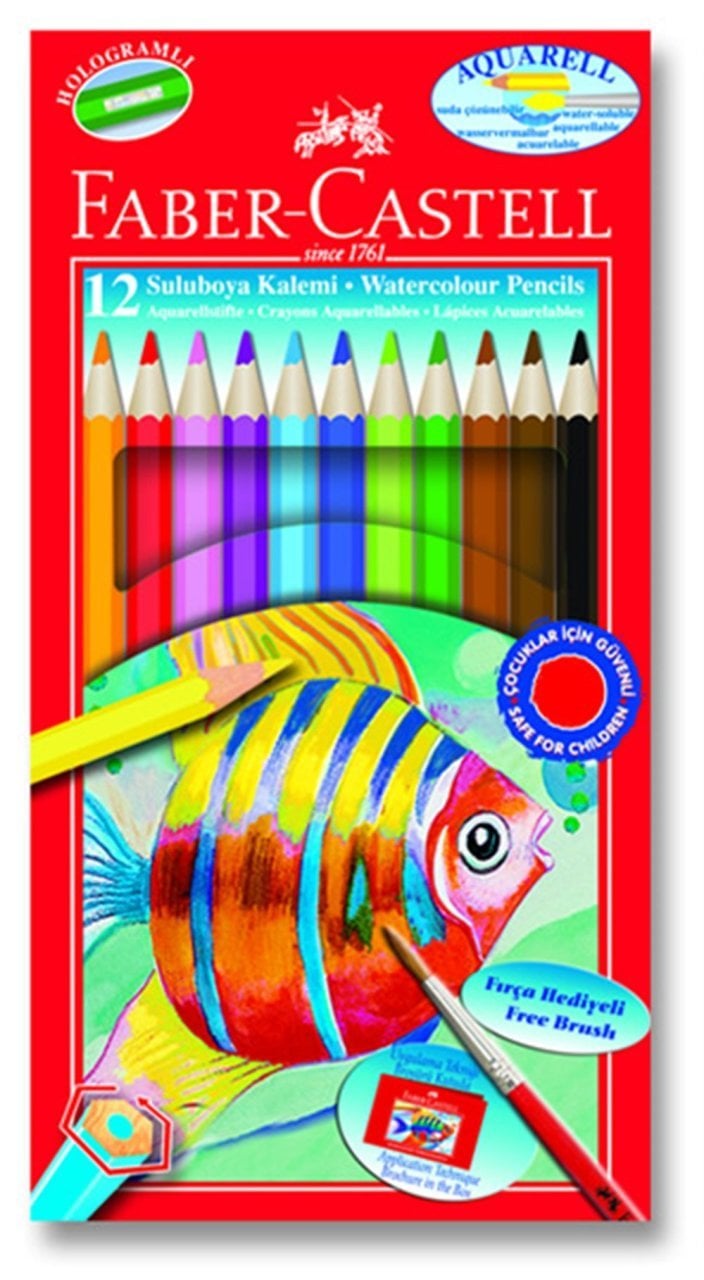 Faber Castell Aquarel Kuru-Sulu Boya Kalemi 12 Renk Karton Kutu