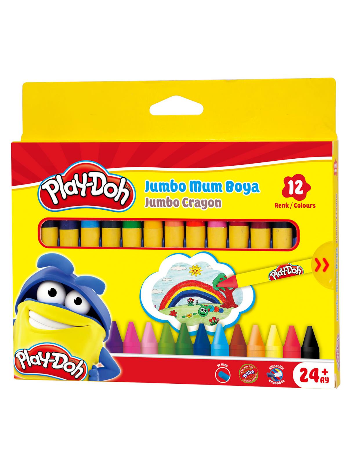 Play Doh Jumbo Silinebilir Pastel Mum Boya 12 Renk