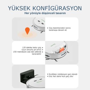 Haem Energy Elysia Akıllı Robot Süpürge - Siyah