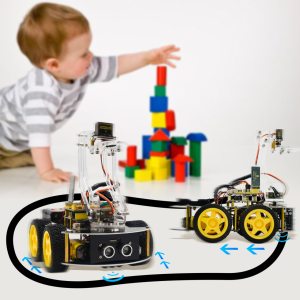 Keyestudio 4WD Mekanik Kol Robot Akıllı Araba / Android ve IOS