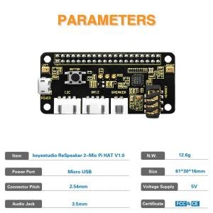 Keyestudio ReSpeaker (Ses Tekrarlayıcı) 2-Mic Pi HAT V1.0