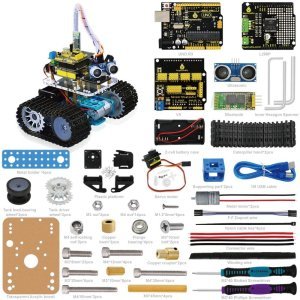 Keyestudio DIY Mini Tank Akıllı Robot Araç Kiti / Arduino Robot Eğitim Programlama için