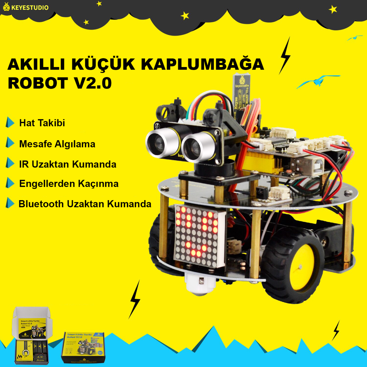 Keyestudio Akıllı Küçük Kaplumbağa Robot V2.0