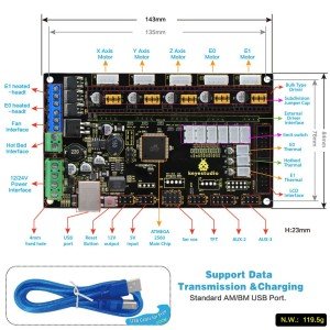 Keyestudio 3D MKS Gen V1.4 Yazıcı Anakart Kontrol Kartı