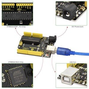 Keyestudio Süper R3 ATmega 328 Kurulu Gelişmiş MP2307DNSOP-8 + USB Kablosu / Arduino DIY Projesi İçin