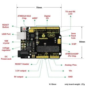 Keyestudio Süper R3 ATmega 328 Kurulu Gelişmiş MP2307DNSOP-8 + USB Kablosu / Arduino DIY Projesi İçin