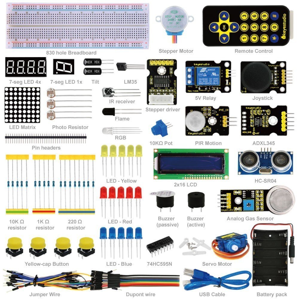 Keyestudio Gelişmiş Çalışma Seti (UNO Hariç) - Arduino Programlama Eğitimi İçin