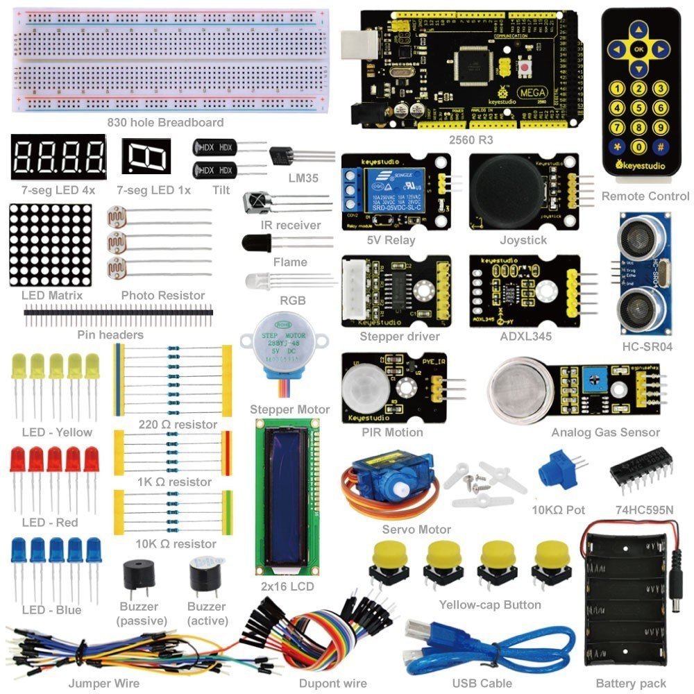 Keyestudio Gelişmiş Çalışma Seti - Arduino Eğitim Projesi İçin / MEGA 2560 R3 + 1602 LCD + PDF İle