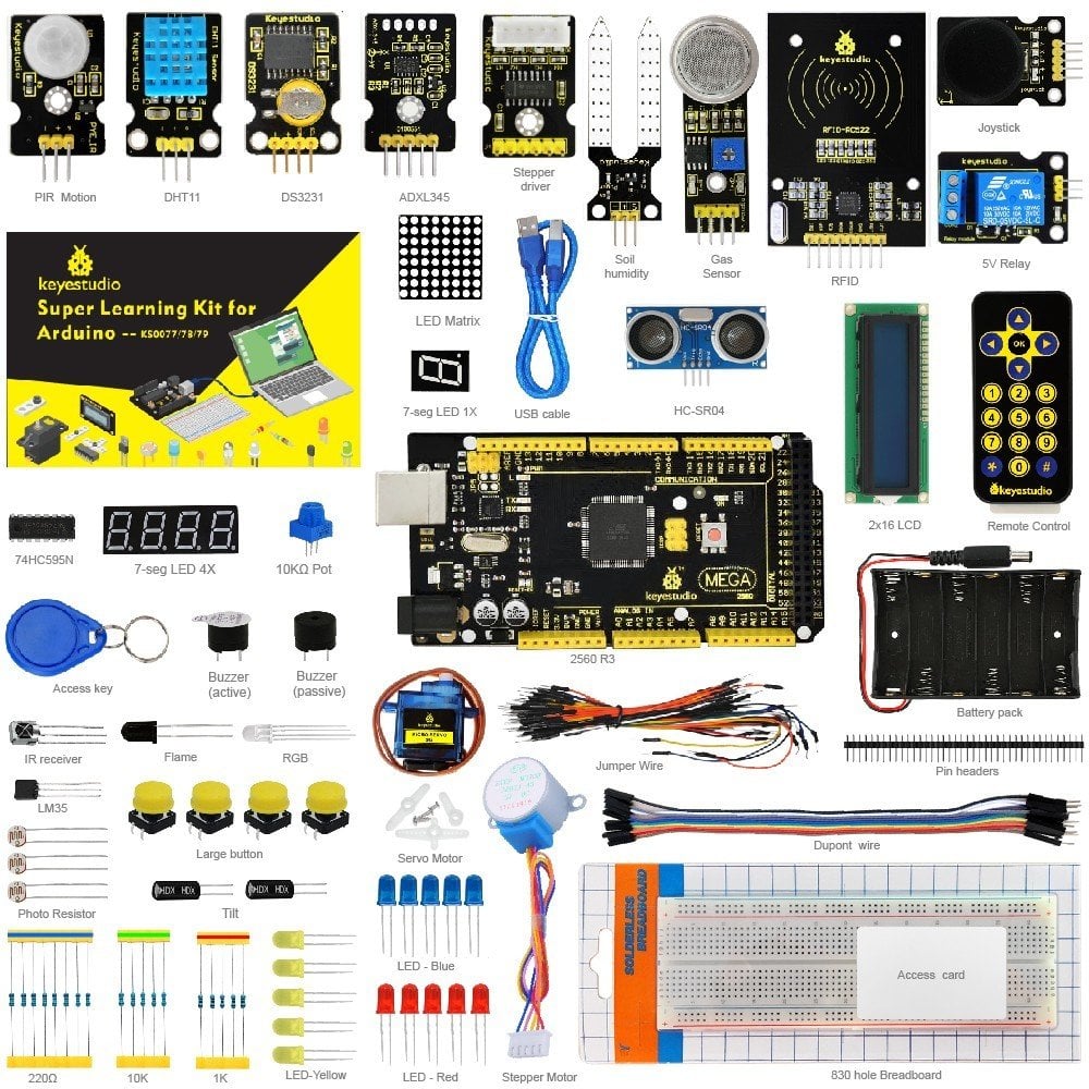 Keyestudio Süper Başlangıç Kiti / Mega 2560 R3 Arduino Eğitim Projesi İçin