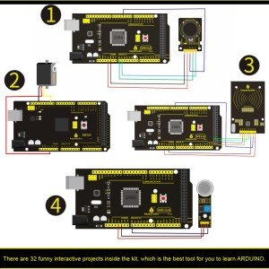 Keyestudio Süper Başlangıç Kiti / Mega 2560 R3 Arduino Eğitim Projesi İçin