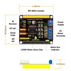 Keyestudio Raspberry Pi L298P Motor Sürücü Shield