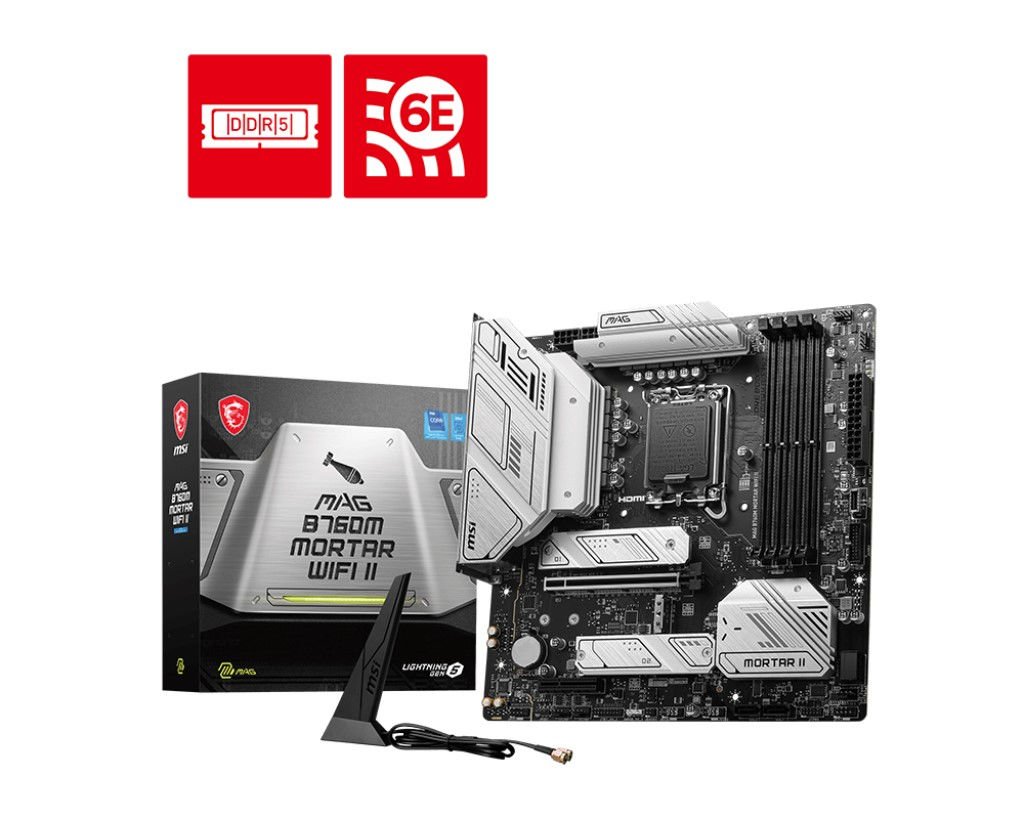 MSI Mag B760M Mortar Wi-Fi II Intel LGA1700 DDR5 Micro ATX Anakart