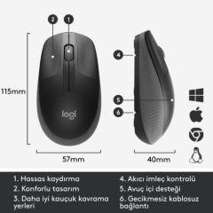 Logitech M190 1000DPI 3 Tuş Optik Büyük Boy Mouse - 910-005905