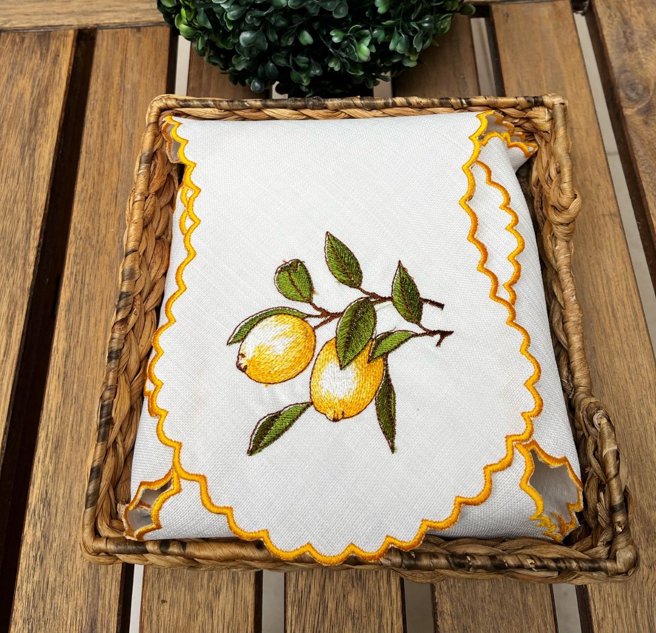 Limon Desenli Ekmek Örtüsü