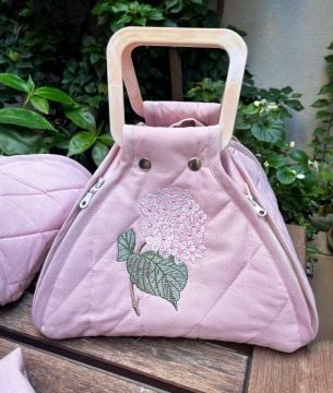 Pembe Ortanca Tencere Taşıma Çantası