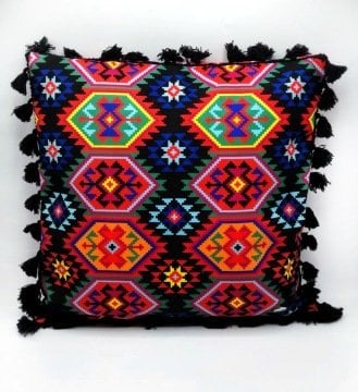 Geometrik Kanaviçe Patchwork Kırlent