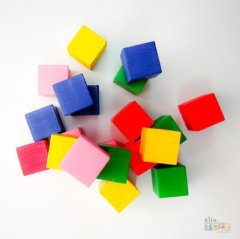 Ahşap Küp Blok 20'Li Renkli (Anaokulu Malzemeleri)