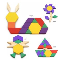 125 Parça Tangram Oyunu Ahşap (Anaokulu Malzemeleri Puzzle)