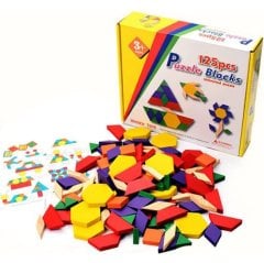 125 Parça Tangram Oyunu Ahşap (Anaokulu Malzemeleri Puzzle)