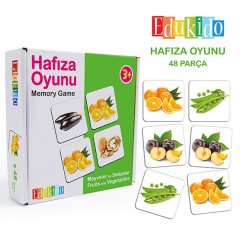 Hafıza Oyunu Gerçek Meyve-Sebzeler Edukido