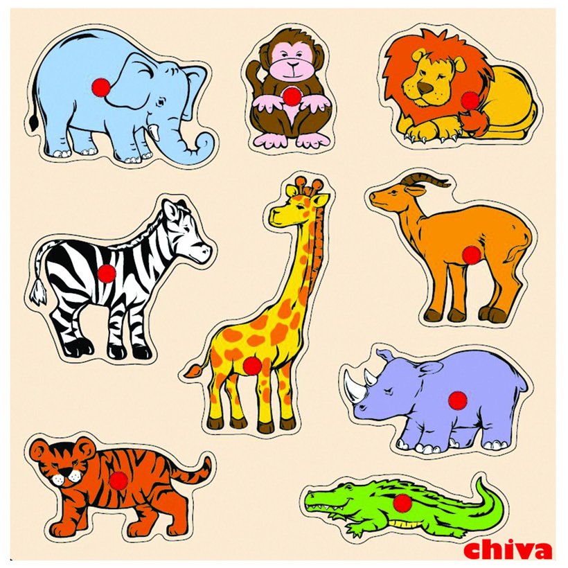 Safari Hayvanları Kulplu (Anaokulu Oyuncak Puzzle)