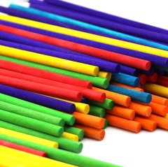 14 cm Ahşap Yuvarlak Çubuklar 50'Li Renkli Etkinlik Çubuğu