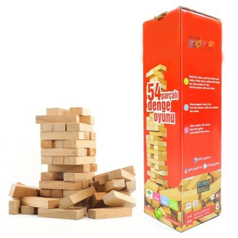 Denge Oyunu Jenga 54 (Ahşap Blok)