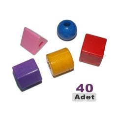 Geometrik Boncuklar (22 mm) İri Boy Plastik Şekiller İpe Dizme