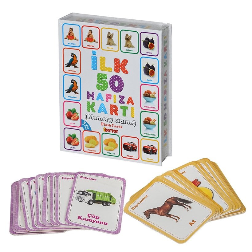 50 Hafıza Kartı (Memory Game) Eşini Bul Flash Kart