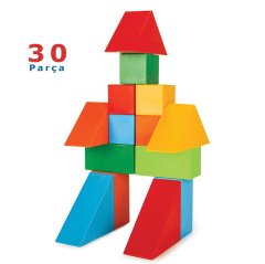 Büyük Bloklar Bloklar 30 Parça (Geometrik Şekiller  Anaokulu Materyalleri)