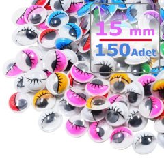 15 mm Renkli Oynar Göz 150'Li (Kırtasiye Malzemeleri)