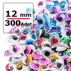 12 mm Renkli Oynar Göz 300'Lü (Kırtasiye Malzemeleri)