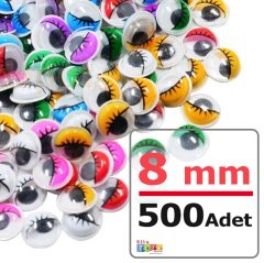 8 mm Renkli Oynar Göz 500'Lü (Kırtasiye Malzemeleri)