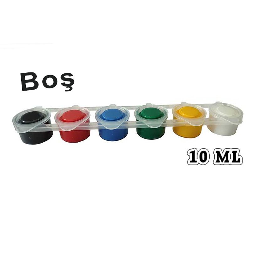 Şerit Boya Kabı 10 ml x 6'Lı Boş Tüp Plastik Sanat Kapları